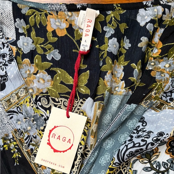 Raga Boho Floral Patchwork Blue Maxi Dress L - Picture 3 of 7